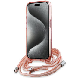Karl Lagerfeld IML Crossbody Monogram Karl & Choupette Head MagSafe dėklas iPhone 15 Pro - rožinis
