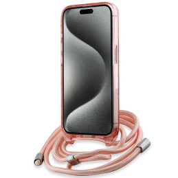 Karl Lagerfeld IML Crossbody Monogram Karl & Choupette Head MagSafe dėklas iPhone 15 / 14 / 13 - rožinis