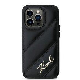 Karl Lagerfeld Diagonal Quilted Script dėklas, skirtas iPhone 13 Pro Max - juodas