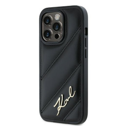 Karl Lagerfeld Diagonal Quilted Script dėklas, skirtas iPhone 14 Pro - juodas