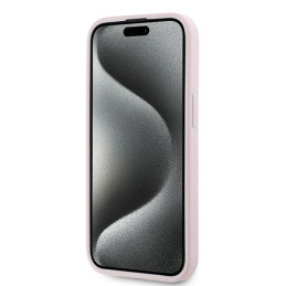 Karl Lagerfeld Diagonal Quilted Script dėklas, skirtas iPhone 15 Plus / 14 Plus - rožinis