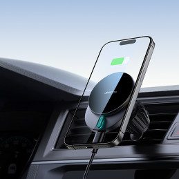 Joyroom JR-ZS409 magnetinis laikiklis su 15W indukciniu įkrovikliu automobilio orlaidei - juodas