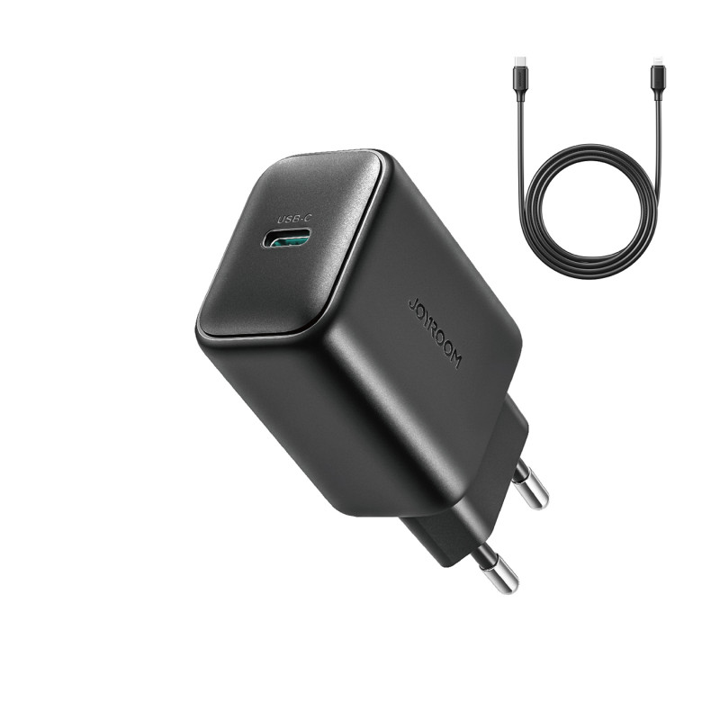 Joyroom JR-TCF23 tinklo įkroviklis USB-C 25W SFC / PPS / PD - juodas + USB-C / USB-C laidas 1m