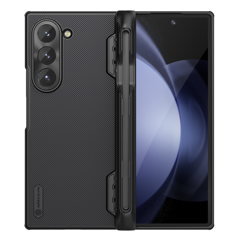 Nillkin Super Frosted Shield sulankstomas dėklas, skirtas Samsung Galaxy Z Fold 6 5G su rašiklio laikikliu – juodas