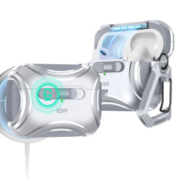 ESR Cyber Flicklock Halolock MagSafe dėklas, skirtas Airpods Pro 1/ 2 – sidabrinis