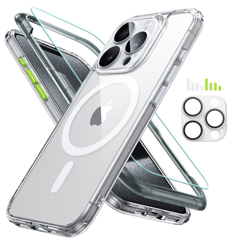ESR Classic Pro Set Halolock MagSafe dėklas + stiklas ekranui ir kamerai iPhone 15 Pro - skaidrus
