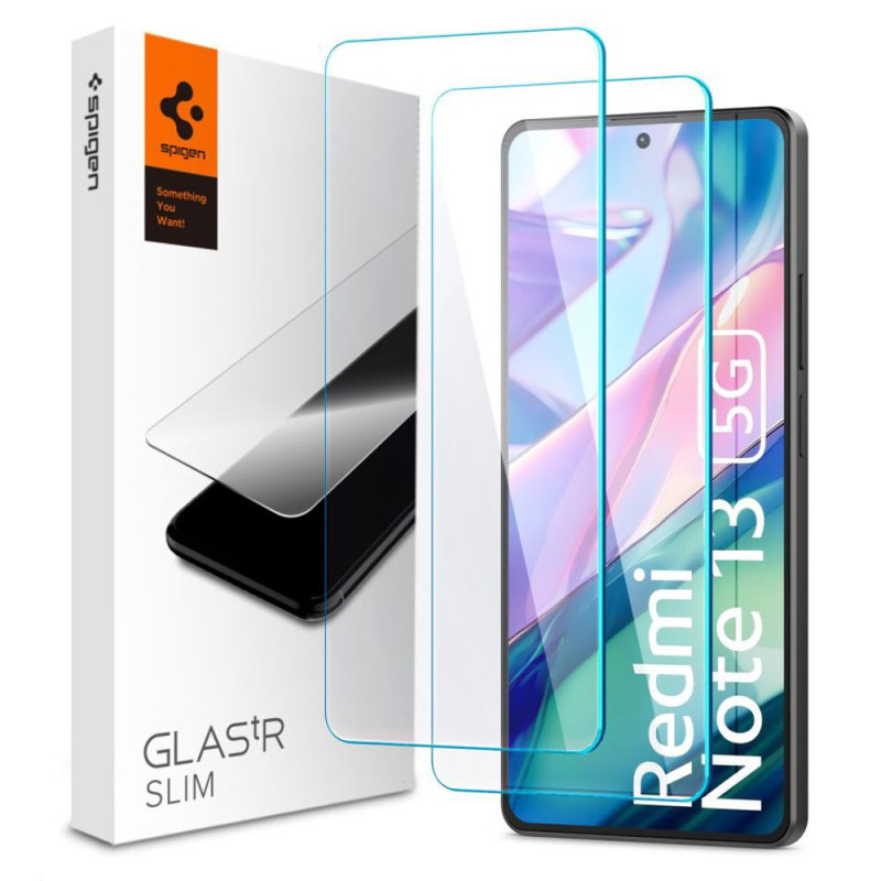 Spigen Glas.tR Plonas grūdintas stiklas, skirtas Xiaomi Redmi Note 13 5G - 2 vnt.