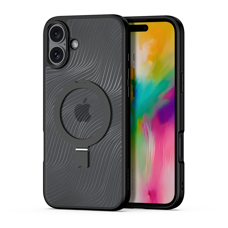 Dux Ducis Aimo Mag dėklas su MagSafe ir stovu iPhone 16 - juodas