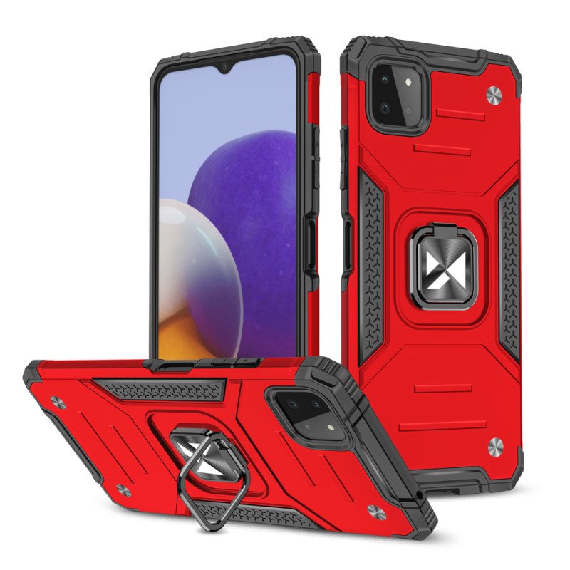 Wozinsky Ring Armor Armored Hybrid Case Cover + Magnetinis laikiklis, skirtas Samsung Galaxy A22 4G raudonas