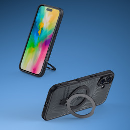 Dux Ducis Aimo Mag dėklas su MagSafe ir stovu iPhone 16 - juodas