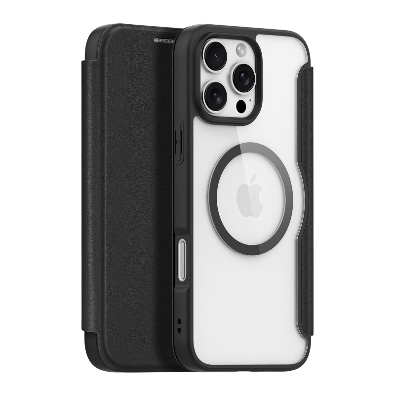 Dux Ducis Skin X Pro dėklas skirtas iPhone 16 Pro su MagSafe ir atvartu - juodas