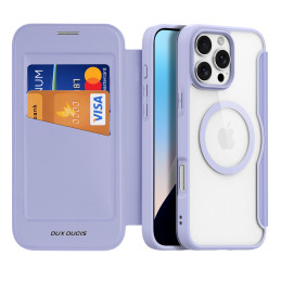 Dux Ducis Skin X Pro dėklas skirtas iPhone 16 Pro su MagSafe ir atvartu - violetinė
