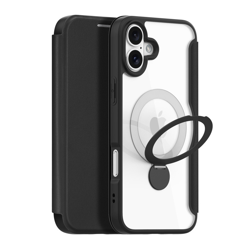Dux Ducis Skin X Pro iPhone 16 dėklas su MagSafe, atverčiamas ir stovas – juodas
