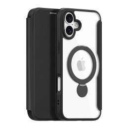 Dux Ducis Skin X Pro iPhone 16 dėklas su MagSafe, atverčiamas ir stovas – juodas