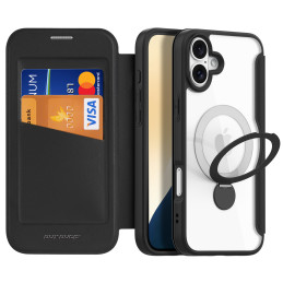 Dux Ducis Skin X Pro iPhone 16 dėklas su MagSafe, atverčiamas ir stovas – juodas