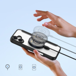 Dux Ducis Skin X Pro iPhone 16 dėklas su MagSafe, atverčiamas ir stovas – juodas