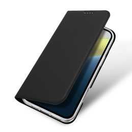 Dux Ducis Skin Pro dėklas iPhone 16 su atvartu ir kortelių lizdu - juodas