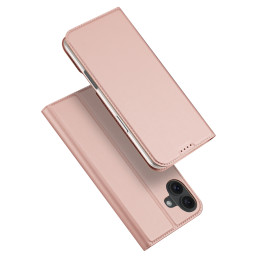 Dux Ducis Skin Pro dėklas iPhone 16 su atvartu ir kortelių lizdu - rožinis