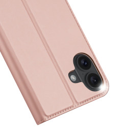 Dux Ducis Skin Pro dėklas iPhone 16 su atvartu ir kortelių lizdu - rožinis