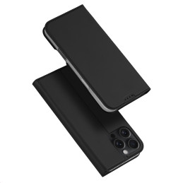 Dux Ducis Skin Pro dėklas, skirtas iPhone 16 Pro Max su atvartu ir kortelių lizdu - juodas