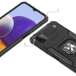 Wozinsky Ring Armor Armored Hybrid Case Cover + Magnetinis laikiklis, skirtas Samsung Galaxy A22 4G Black