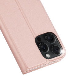 Dux Ducis Skin Pro dėklas iPhone 16 Pro Max su atvartu ir kortelių lizdu - rožinis