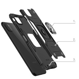 Wozinsky Ring Armor Armored Hybrid Case Cover + Magnetinis laikiklis, skirtas Samsung Galaxy A22 4G Black