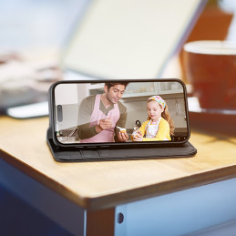 Dux Ducis Hivo dėklas iPhone 16 Pro Max su atvartu ir RFID apsauga - juodas