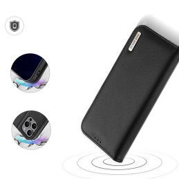 Dux Ducis Hivo dėklas iPhone 16 Pro Max su atvartu ir RFID apsauga - juodas