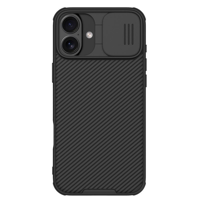 Nillkin CamShield Pro dėklas iPhone 16 su fotoaparato dangteliu – juodas