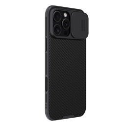 Nillkin CamShield Pro dėklas, skirtas iPhone 16 Pro Max su fotoaparato dangteliu – juodas