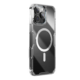 Nillkin Nature Pro magnetinis dėklas su MagSafe, skirtas iPhone 16 Pro - skaidrus ir baltas