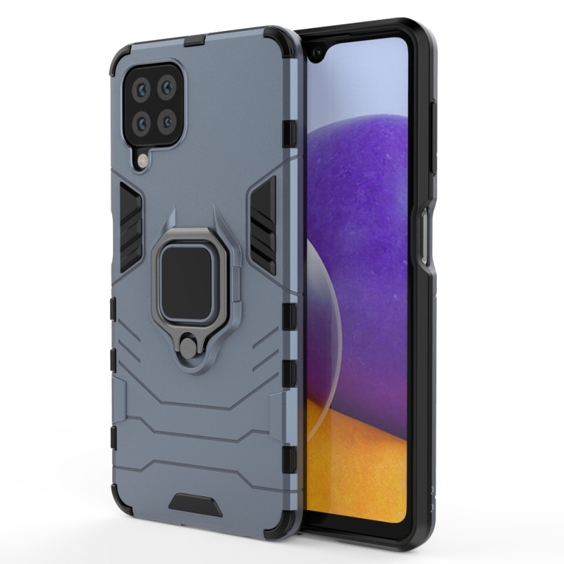 Ring Armor šarvuotas hibridinis korpuso dangtelis + magnetinis laikiklis Samsung Galaxy A22 4G mėlynai