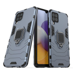 Ring Armor šarvuotas hibridinis korpuso dangtelis + magnetinis laikiklis Samsung Galaxy A22 4G mėlynai