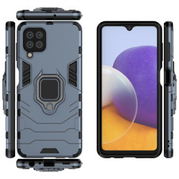 Ring Armor šarvuotas hibridinis korpuso dangtelis + magnetinis laikiklis Samsung Galaxy A22 4G mėlynai