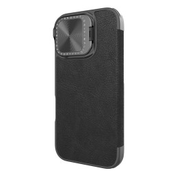 Nillkin Qin Prop odinis dėklas su fotoaparato dangteliu ir stovu iPhone 16 – juodas