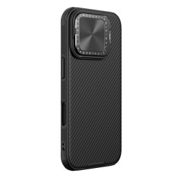 Nillkin CamShield Prop Dėklas, skirtas iPhone 16 Pro su fotoaparato dangteliu ir stovu – juodas