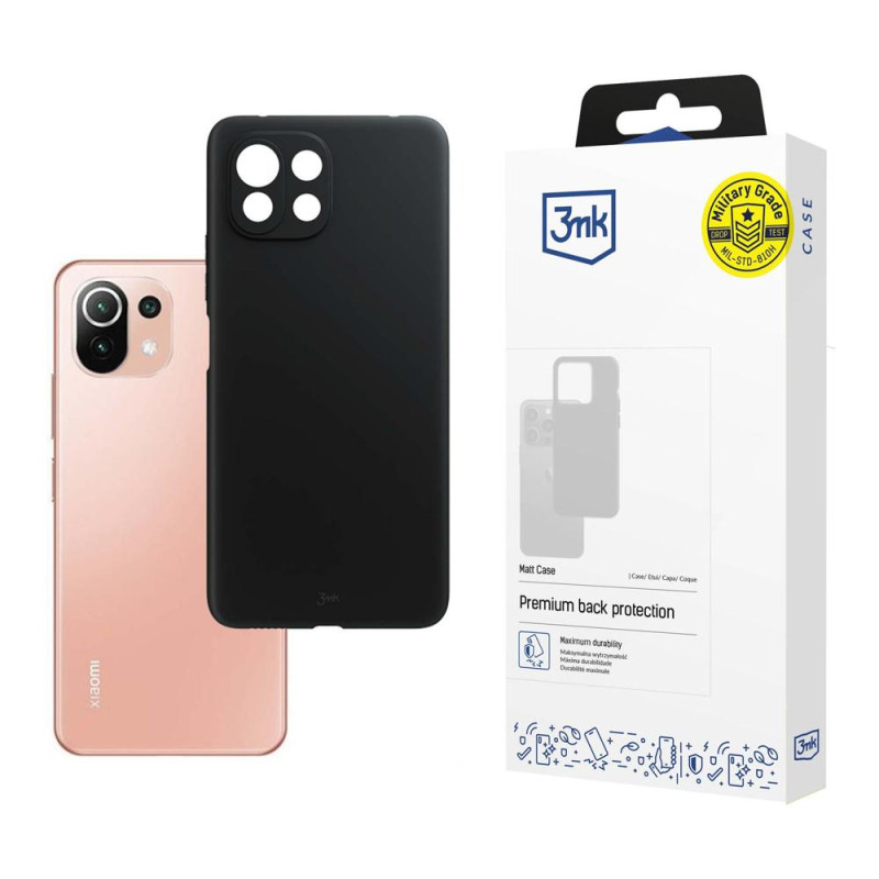3mk matinis dėklas, skirtas Xiaomi Mi 11 Lite / 11 Lite 5G / 11 Lite 5G NE – juodas
