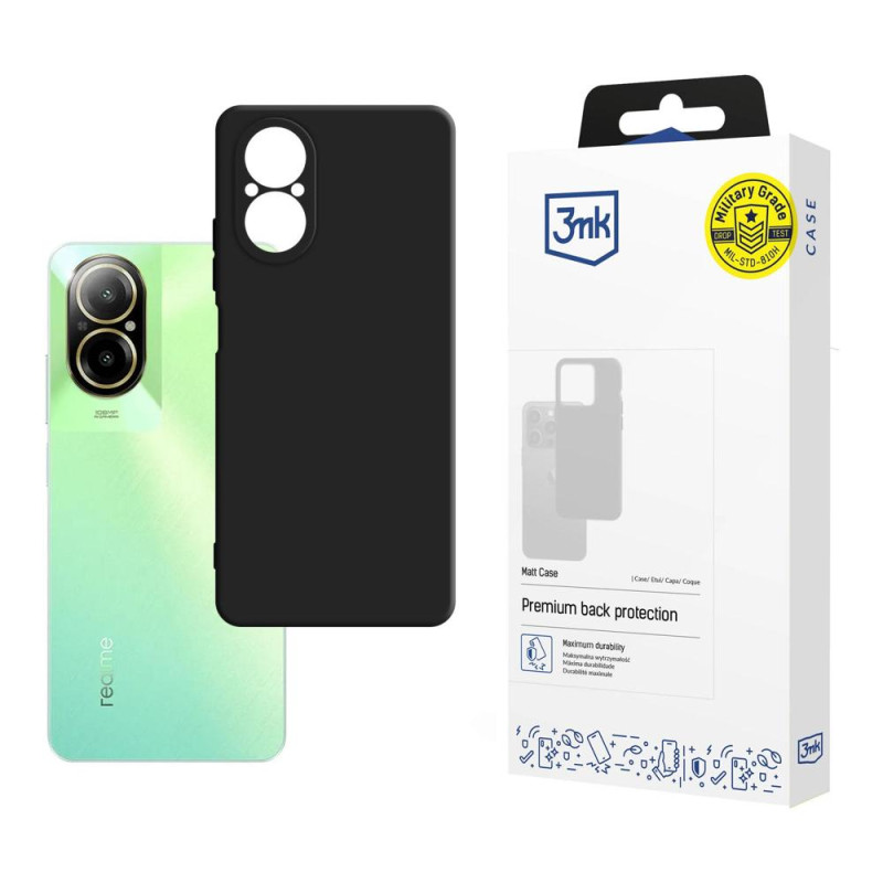 3mk matinis dėklas, skirtas Realme C67 - juodas