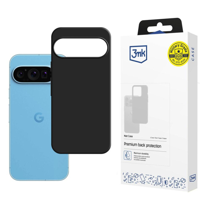 3mk matinis dėklas, skirtas Google Pixel 9 – juodas