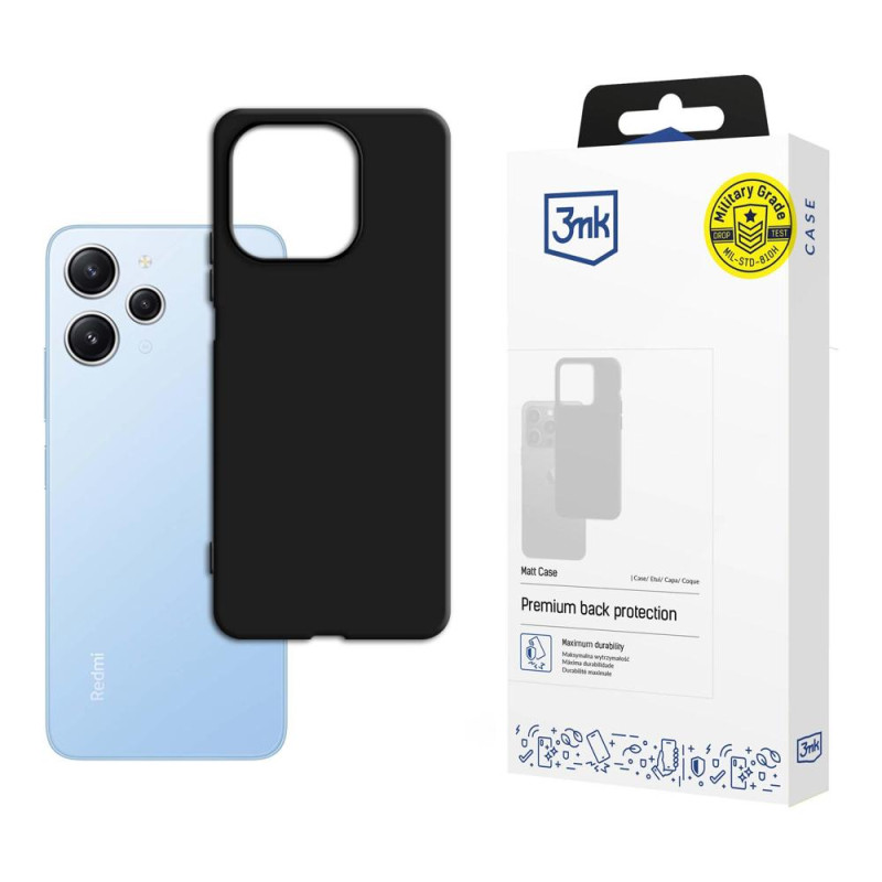 3mk matinis dėklas, skirtas Xiaomi Redmi 12 - juodas