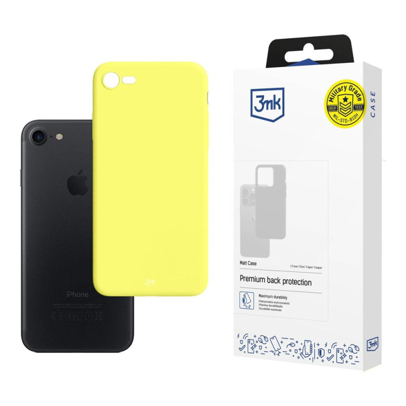 3mk matinis dėklas, skirtas iPhone 7 / 8 / SE 2020 / SE 2022 - geltonas