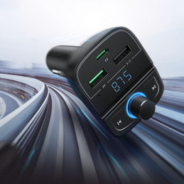 Ugreen FM Transmitter Bluetooth 5.0 automobilinis įkroviklis MP3 3x USB TF micro SD 4.8 A juodas (CD229)