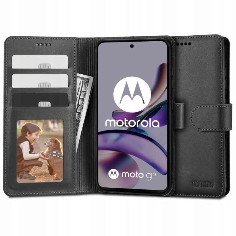 „Tech-Protect“ piniginės dėklas, skirtas Motorola Moto G13 / G23 / G53 5G – juodas