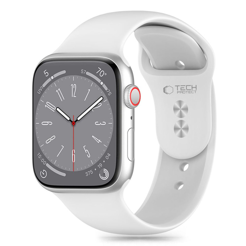 Tech-Protect silikoninis dirželis, skirtas Apple Watch 4/ 5/ 6/ 7/ 8/ 9/ SE/ Ultra 1/ 2 (42/ 44/ 45/ 49 mm) – baltas