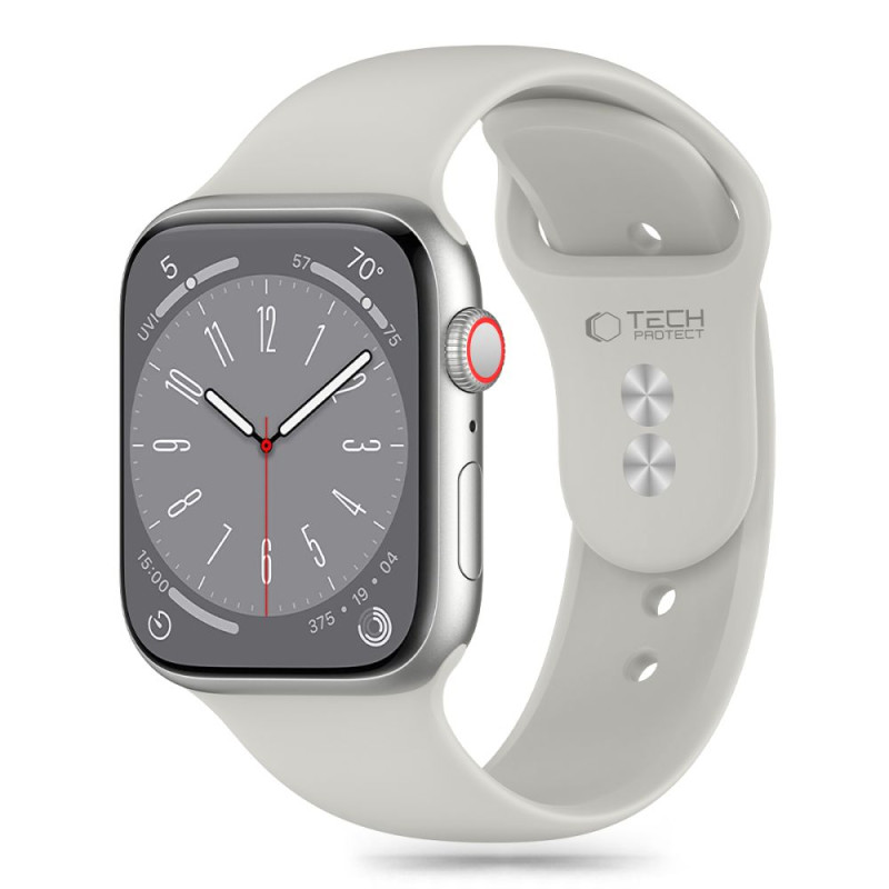 Tech-Protect silikoninis dirželis, skirtas Apple Watch 4/ 5/ 6/ 7/ 8/ 9/ SE/ Ultra 1/ 2 (42/ 44/ 45/ 49mm) – šviesiai pi...