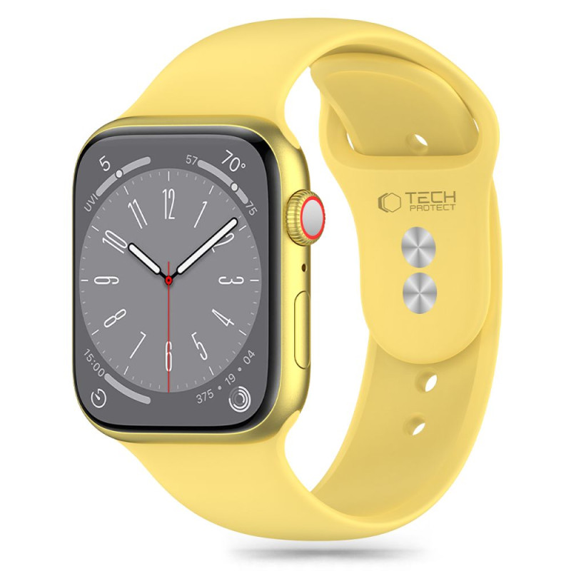 Tech-Protect silikoninis dirželis, skirtas Apple Watch 4/ 5/ 6/ 7/ 8/ 9/ SE/ Ultra 1/ 2 (42/ 44/ 45/ 49 mm) – geltonas