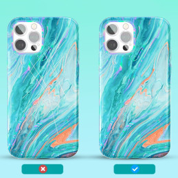 Spalvingas Kingxbar Watercolor serijos dėklas, skirtas iPhone 12 Pro Max rožinės ir žalios spalvos