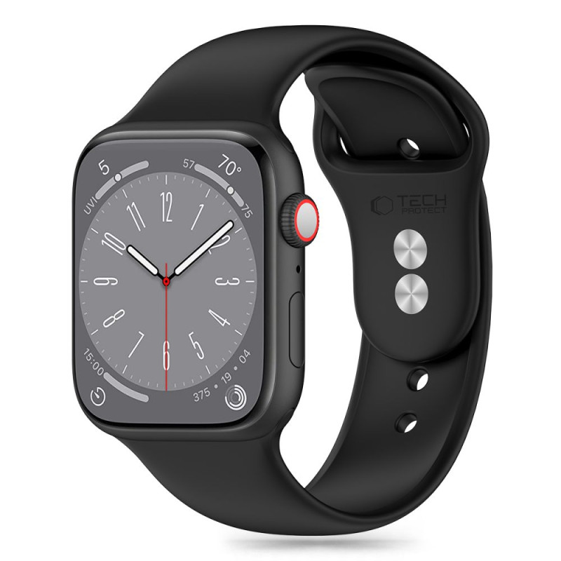 Tech-Protect silikoninis dirželis, skirtas Apple Watch 4/ 5/ 6/ 7/ 8/ 9/ SE (38/ 40/ 41mm) – juodas