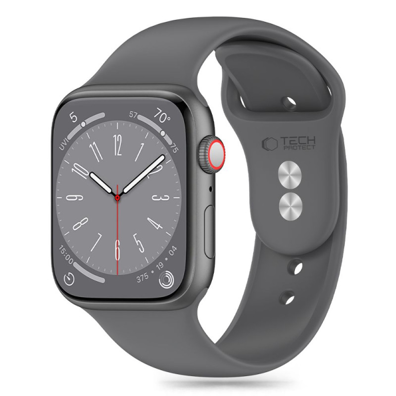 Tech-Protect silikoninis dirželis, skirtas Apple Watch 4/ 5/ 6/ 7/ 8/ 9/ SE (38/ 40/ 41mm) – pilkas